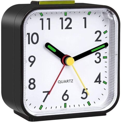 Réveil analogique silencieux sans tic-tac avec fonction snooze, fonctions lumineuses et fonctionnement à piles, réveil portable pou