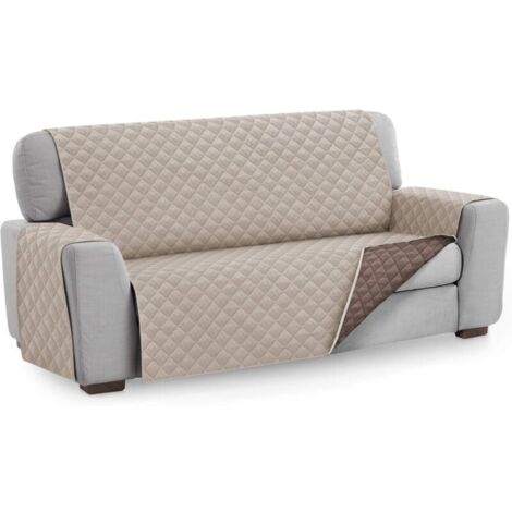 Beige Housse de Canapé Protecteur, Taille 2 Places. Housse Matelasse Réversible