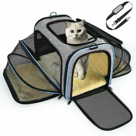 KZQ – Sac de transport pour chien jusqu'à 7 kg – Dimensions 76x33x25cm après extension – Structure en microfibre solide – Filet respirant (1/5)