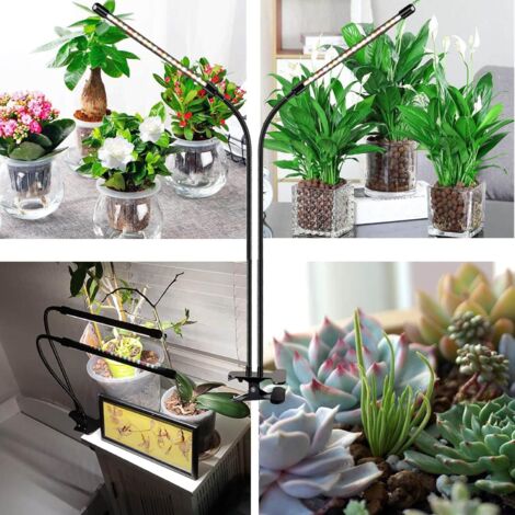 Lampe Horticole Connectée 2500lm - 2 Têtes LED Avec Alexa & Google Home - 4 Modes Lumière, Contrôle Vocal Et à Distance Pour Plantes D'intérieur Lampe 2 Têtes Réglable