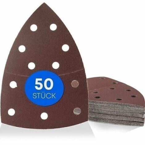 GABRIELLE Lot de 50 triangles de ponçage 11 trous 105 x 152 mm Grain 120 pour ponceuses multiples/feuilles abrasives/tampons abrasifs triangulaires/papier abrasif (1/7)