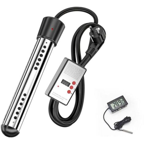 Debuns – Chauffe-eau instantané portable 2500W – Pour seaux et petites piscines – Acier inoxydable – Longueur 260mm – Durée de vie 10 000 heures