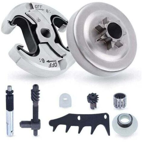 Pignon et Embrayage pour Husqvarna 345 445 340 450, XU, Pignon de Chaîne .325\'\' Pas 6 Dents + Tambour d\'embrayage + Roulement Pièces de Rechange Tronçonneuse Accessoire Kit 8 en 1 - KZQ