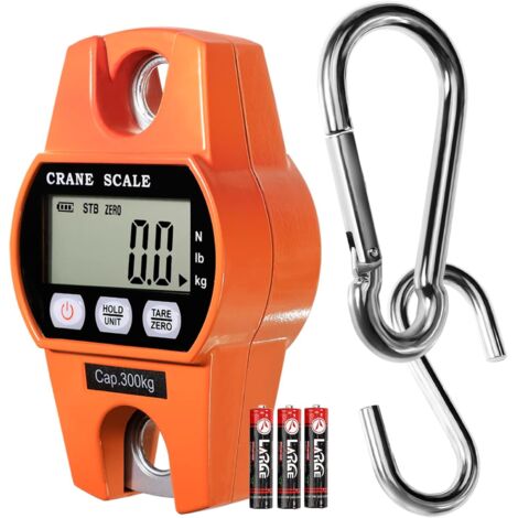 Peson Electronique 300kg Balance Crochet Suspendu Dynamomètre LCD Crochet Peseur Industrielle Pèse Poids 300kg/600lbs (1/4)