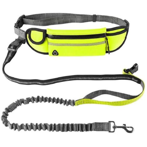 Laisses Mains Libres pour Chiens Idéal pour Course à Pied Jogging et Marche Laisse de Chien avec Sac Ceinture Ventrale avec Laisse pour Chien Ceinture (Vert)