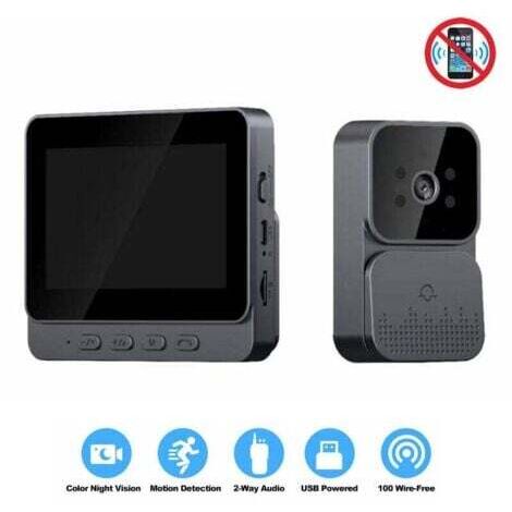 Debuns – Sonnette vidéo visiophone 4.3 pouces – Écran IPS – Interphone vidéo sans WiFi – Vision nocturne infrarouge – Autonomie jusqu'à 3 mois (1/5)
