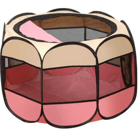 Tente pour animal domestique, Cage pliable en tissu Oxford anti-rayures, chambre de maternité pour chien et chat,S(rose) (1/5)