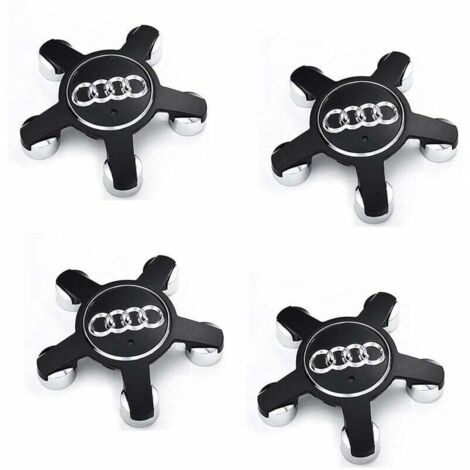 Ensoleille – Jeu de 4 caches-moyeux 135mm pour Audi – Emblème noir – Installation facile – Matériau ABS pour esthétique et durabilité - 4f0601165