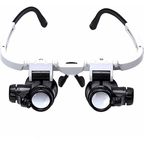 Lunette Loupe avec 2 Lumières LED Loupe Binoculaire Lampe Loupe Grossissante pour Horloger, Lecture, Bijoutier, Couture 8X-15X-23X