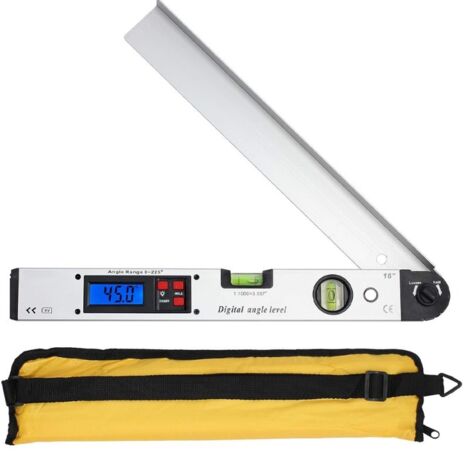 Csparkv – Rapporteur d'angle numérique 400 mm – Plage de mesure 0-225° – Écran LCD rétroéclairé – Niveaux à bulle pour toiture et ingénierie