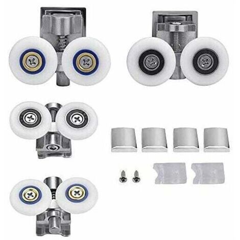 Ensoleille – Roulettes de porte de douche 26mm – Roulette double pour portes en verre 6-8mm – Alliage de zinc et acier inoxydable – Fonctionnement silencieux (1/5)
