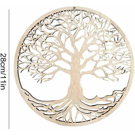Csparkv – Tenture murale arbre de vie en bois massif écologique – Décoration intérieure pour méditation et rituels – Structure stable et lisse