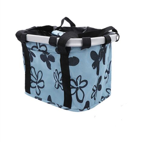 Panier de vélo pliable, panier de guidon de vélo amovible, porte-panier en toile avant de vélo, chariot pour animaux de compagnie facile à installer pour pique-nique, shopping, petits animaux de compa (1/4)