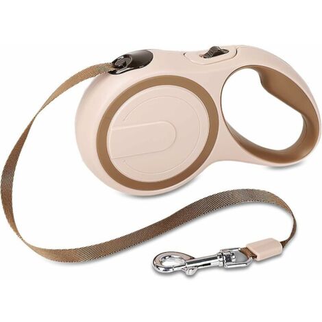 Laisse pour Chien Rétractable, Frein Et Verrouillage à Un Bouton, Laisse Extensible à 360° sans Enchevêtrement avec Ruban Tressé en Nylon Haute Densité(M, Marron), Ensoleillé (1/5)