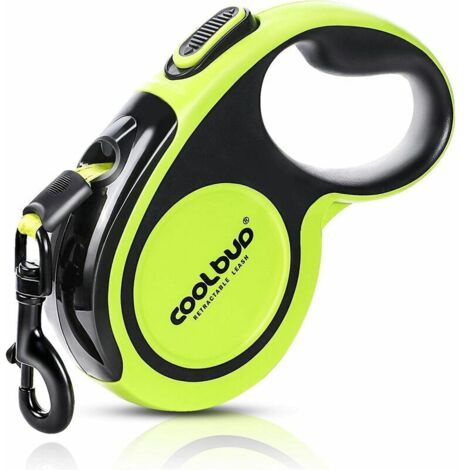 Ensoleille – Laisse pour chien enrouleur jusqu'à 50 kg – Nylon solide – Longueur 5 m – Coutures réfléchissantes – Frein à une main