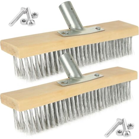 Csparkv – Lot de 2 têtes de balai métallique 30 cm – Brosse à récurer en acier pour surfaces dures – Élimine saleté et mousse tenaces