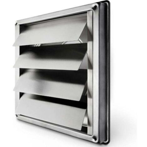 Debuns – Grille de ventilation inox 150mm – Clapet anti-retour à lamelles mobiles – Résistant aux intempéries – Dimensions 184x184mm