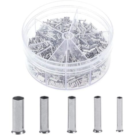 Distributeur d'embouts de câble, non isolé, jeu d'embouts de câble, assortiment de gaines de câble 0,5/0,75/1,0/1,5/2,5 mm² 1900 pièces (1/5)