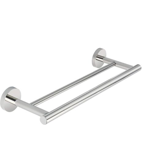 Gabrielle – Porte-serviette mural double barres 45 cm – Acier inoxydable SUS 304 – Finition polie brillante – Fixation par vis pour installation stable