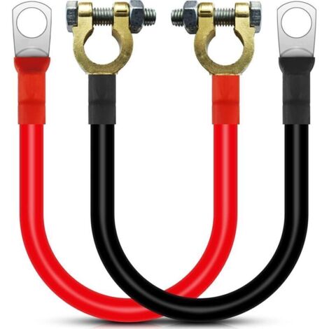 CSPARKV Câble Onduleur de Batterie 30cm avec Connecteurs de Bornes de Batterie 12V-24V 25mm² 3AWG (Max 125A) Câble de Batterie Rouge et Noir pour Camion, Moto, Solaire, Camping-Car, Marine