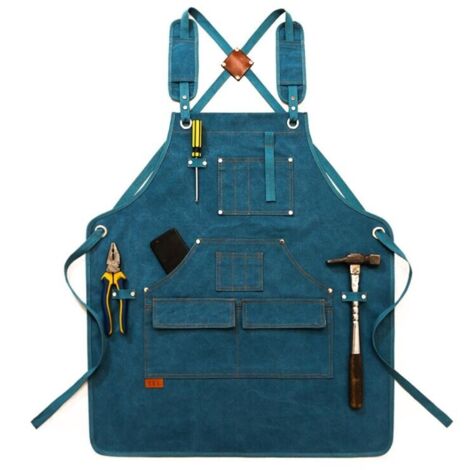 Tablier de jardinage bleu enfant longueur 47cm