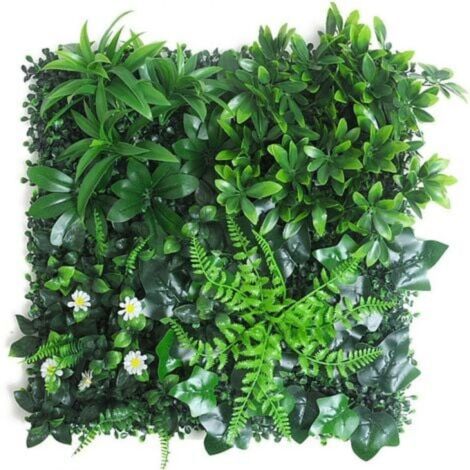 Csparkv – Haie végétale artificielle 50x50 cm – Plastique – Feuillage réaliste – Brise-vue décoratif pour jardins et terrasses