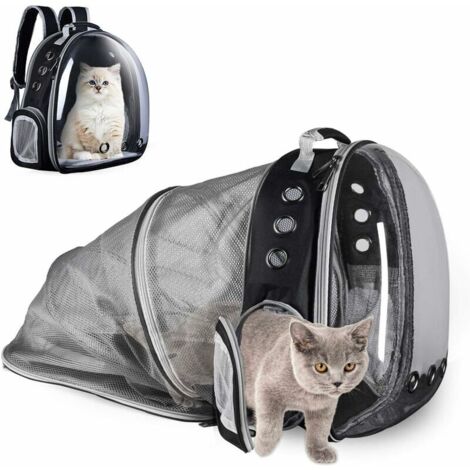 KZQ – Sac de transport pour chat et chien – Transparent, extensible, tissu Oxford imperméable – Voyage, randonnée, vétérinaire