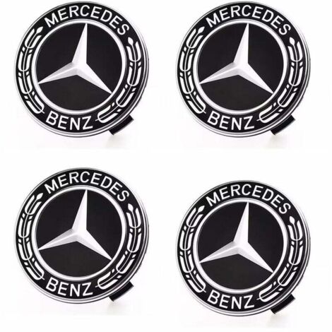 Ensoleille – Cache moyeux Mercedes Benz 75mm – Lot de 4 capuchons ABS – Remplacement d'enjoliveurs usés – Intégration parfaite et résistance optimale