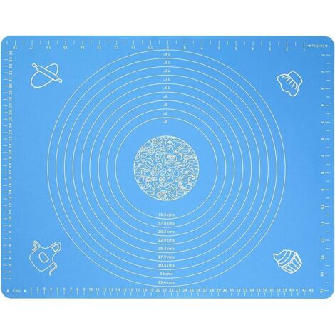 Accessoires cuisine et cuisson Tapis de Cuisson Patisserie en Silicone Anti-adhésif Réutilisable Baking Mat Fondant Pate, 100% sans Bisphénol-A (BPA), avec Mesure, 50 x 40 cm (Bleu) (1/5)