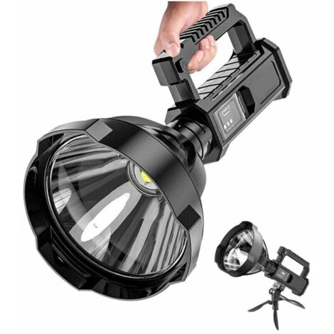 Lampe de Poche LED Haute Puissance, Lampe de Pêche Puissante Étanche Rechargeable par USB, Projecteur de Camping - 1 Pièce