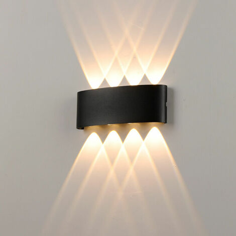 Applique Murale Interieur Noir LED 8W Lampe Murale Moderne, Applique Luminaire En Aluminium, Up Down Spot Lumière Nuit Lampe pour Salon Chambre Hall Escalier Pathway (Blanc chaud),Fonepro (1/5)