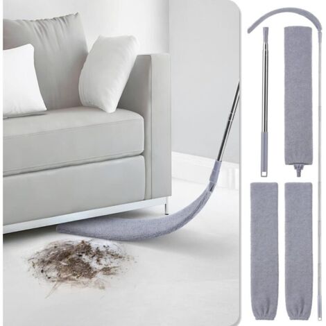 Nettoyeur de poussière rétractable, plumeau plat extensible jusqu'à et , nettoyeur de poussière rétractable pour les fentes sous le canapé, les armoires, le lit, la poussière