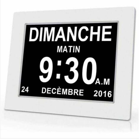 Horloge calendrier numérique One Piece 7 pouces avec date et heure, horloge Alzheimer pour parents, rappel de médicaments pour grands-parents et enfants - Blanc - 20414324mm..DEBUNS