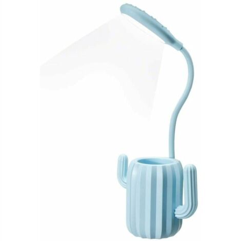 Lampe de Bureau Sans Fil, Lampe de Table Liseuse LED Tactile Luminosité Ajustable avec Pot à Crayon Bureau Décoration Cadeau Originale pour Ado Fille Enfant - Bleu