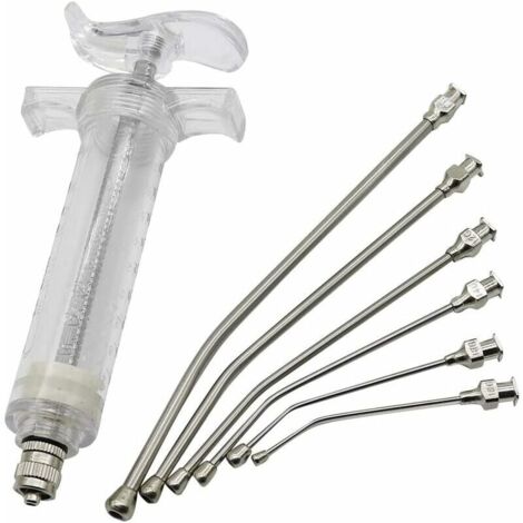 KZQ – Seringue d'alimentation pour oiseaux 20 ml – 6 tubes de gavage en acier inoxydable incurvés – Nourrissage à la main pour perroquets et petits animaux