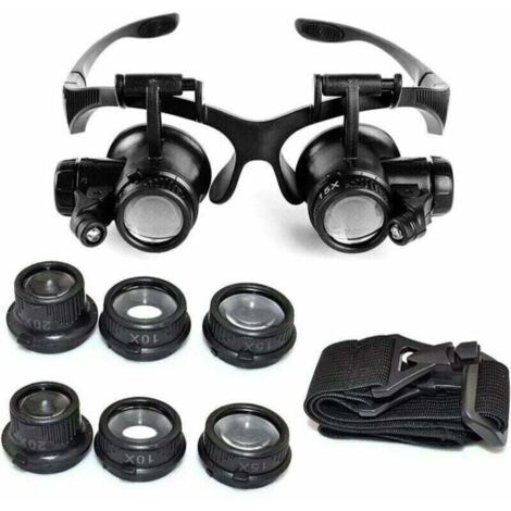 Alovez – Loupe serre-tête grossissante 10x 15x 20x 25x – Allumage LED – Lentille acrylique – Pour chirurgie, couture, lecture
