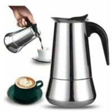 Alovez – Cafetière italienne 12 tasses en acier inoxydable – Compatible tous feux – Café intense et riche en arôme – 25 cm x 12,5 cm