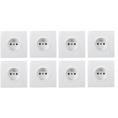 Jeffergarden – Lot de 8 prises murales standard françaises 16A 220V – Installation intégrée – Plastique PC – Pour bureaux et hôtels