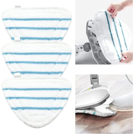 Housses en Microfibre Balai Vapeur Steam Accessoire Chiffons universel Triangle lavable pour Nettoyeur Vapeur Hot Spray, Blanc Microfibre Steam Mop Pads Lavables En Machine(lot de 3)