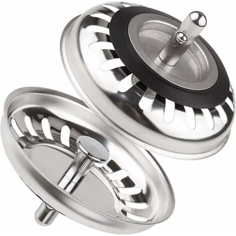 XVX – Lot de 2 bouchons d'évier inox 79.3 mm – Acier inoxydable 304 – Antiblocage – Compatible éviers 79.3 à 80.3 mm