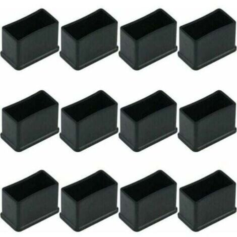 XVX – Lot de 12 embouts de protection en feutre de caoutchouc pour pieds de table et chaises – Noir 15 x 30 mm – Protection des sols et adhérence accrue