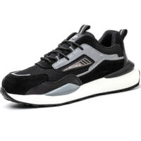Chaussures de travail pour hommes et femmes, chaussures de protection du travail sur les chantiers de construction, chaussures à bout en acier, respirantes et confortables, légères et douces-36,noir