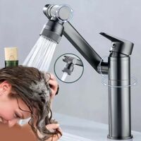 Ahlsen – Mitigeur de lavabo haut 360° – Finition métal – Débit cascade anti-éclaboussures – Installation rapide sans outils – Économie d'eau