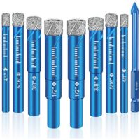 Coffret de 9 forets diamantés de qualité supérieure : outils polyvalents pour un perçage précis sur la porcelaine, la céramique, le verre, le marbre, etc.