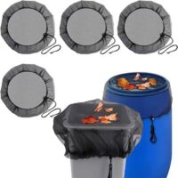 4 Pcs Filet Protection Citerne Eau - Anti Feuilles & Moustiques, Couvercle Ajustable avec Cordon Serrage pour Réservoir Pluie 60 cm