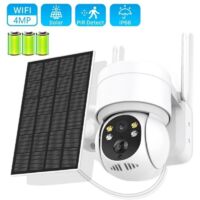 (Blanc)Caméra de Surveillance Extérieur Batterie Solaire sans Fil , Caméra Sécurité 4MP -Etanche IP65