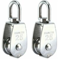 Lot De 2 Poulies Inox M34 Avec Mousqueton M7 Et Roulements à Billes - Charge Max 250 Kg, Rotation 360° Pour Corde Jusqu'à 10 Mm