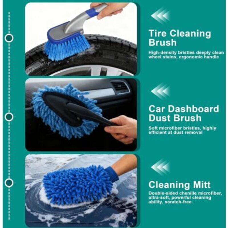 NZZVNZ Brosse Nettoyage Voiture, 7 Pièces Kit Nettoyage Voiture avec NZZVNZ Brosse Nettoyage Voiture, 7 Pièces Kit Nettoyage Voiture avec