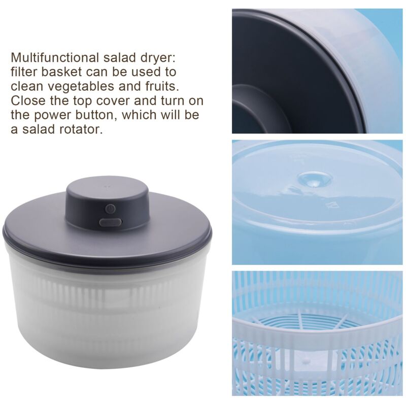 SéChoir à LéGumes éLectrique à Essoreuse à Salade, Rechargeable par USB, Bol à SéChage pour Essoreuse à Fruits SéChoir à LéGumes éLectrique à Essoreuse à Salade, Rechargeable par USB, Bol à SéChage pour Essoreuse à Fruits