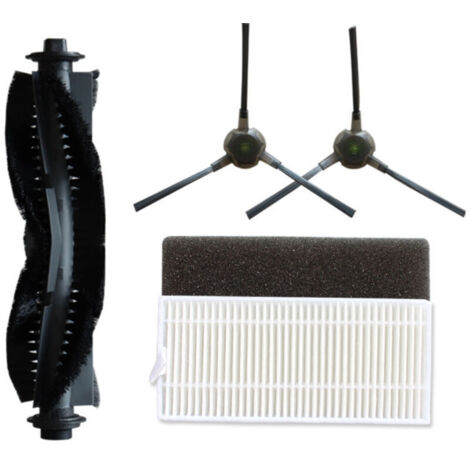 Accessoires compatibles Jeberly pour aspirateurs robots Airrobo P20 et P30 : brosse rotative, brosse principale, brosse latérale, grille filtrante, cartouche filtrante. (1/4)
